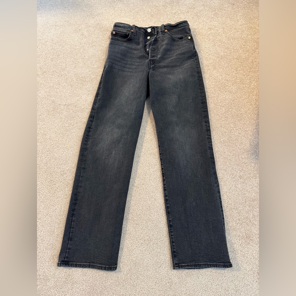 Levis Ribcage Straight full length Black Jeans 29x32